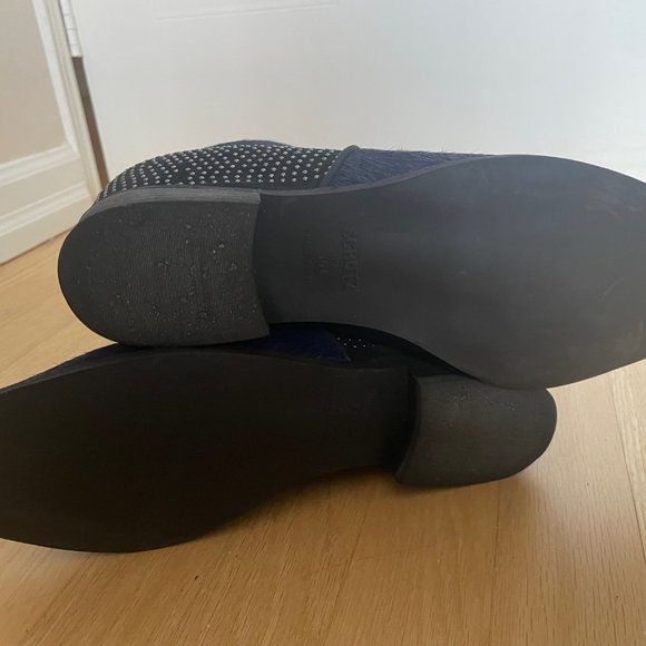 SCHUTZ navy blue genuine calf hair hidden wedge ankle boots - Picture 5 of 5